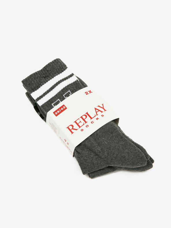 Replay Set aus zwei Paar dunkelgrauen Herrensocken von Replay
