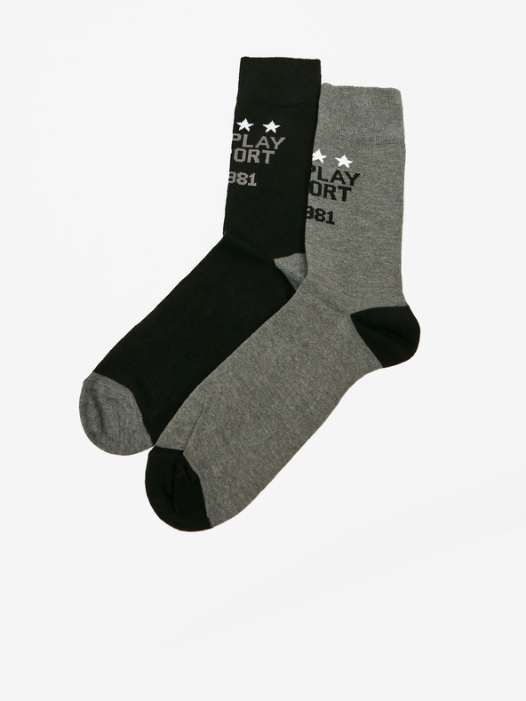 Replay Zwei Paar Socken für Herren in Grau und Schwarz Replay