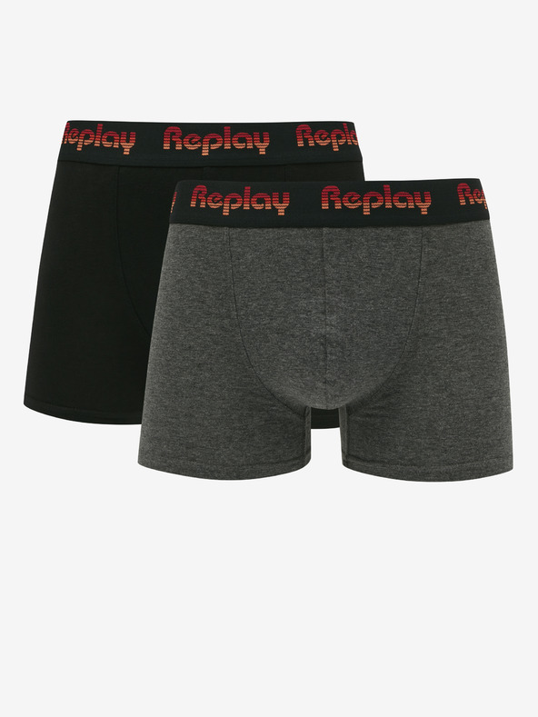 Replay Zweier-Set Herren-Boxersocken in Schwarz und Dunkelgrau Replay