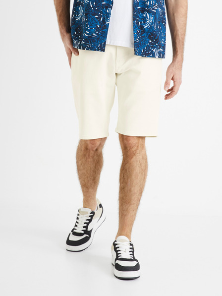 Celio Cremefarbene Herren Denim-Shorts Celio Doknitbm