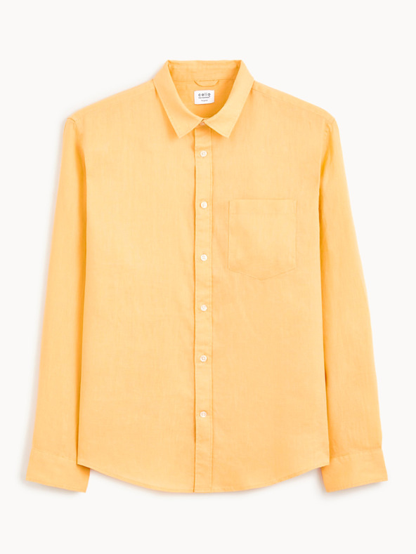 Celio Orangefarbenes Herren-Leinenhemd Celio Daflix