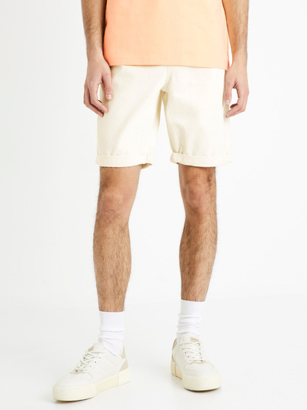 Celio Cremefarbene Jeansshorts für Männer Celio Dojogdenbm