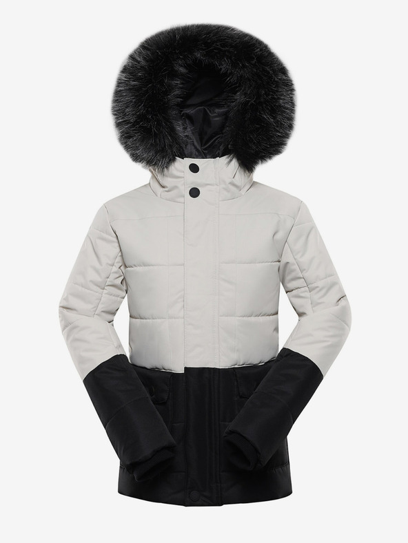 ALPINE PRO Schwarz-weiße Mädchen Winterjacke ALPINE PRO Egypo