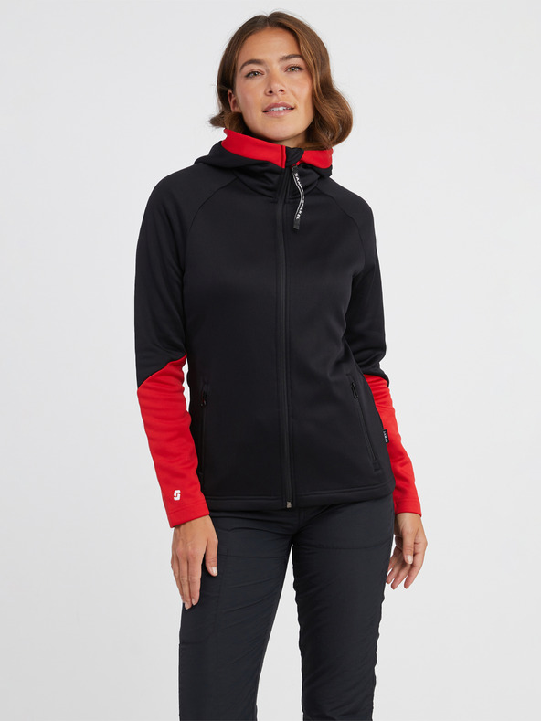 Sam 73 Rot-schwarzes Damen-Sweatshirt mit Kapuze und Reißverschluss SAM 73 Marta