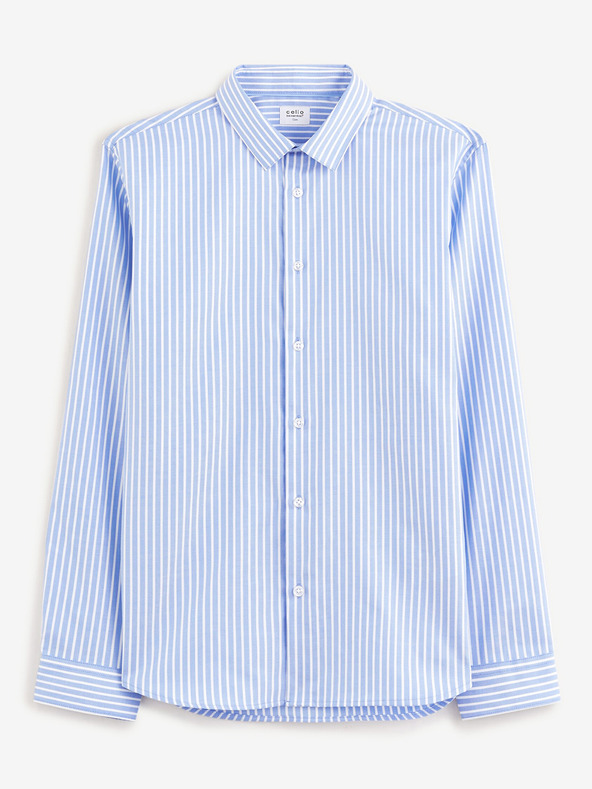 Celio Hellblau gestreiftes Herrenhemd Celio Fasanure