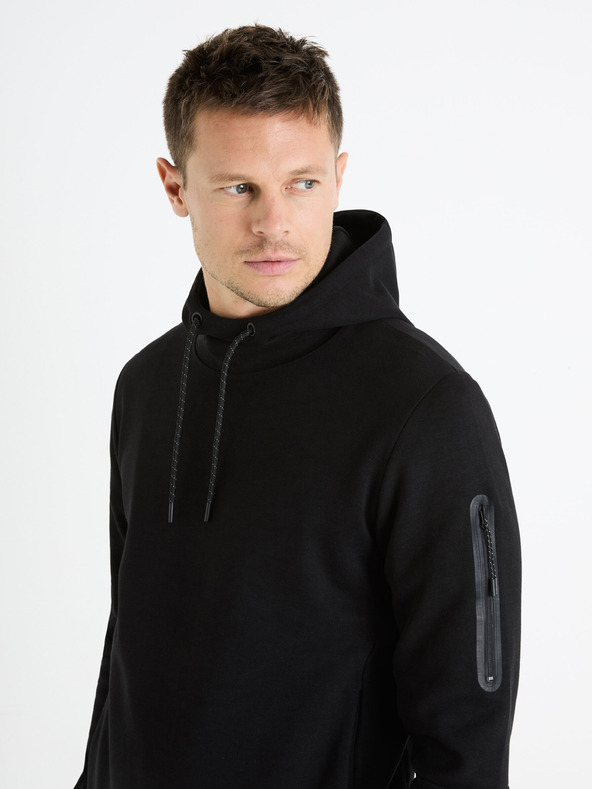 Celio Schwarzer Herren-Kapuzenpullover Celio Feyokehood