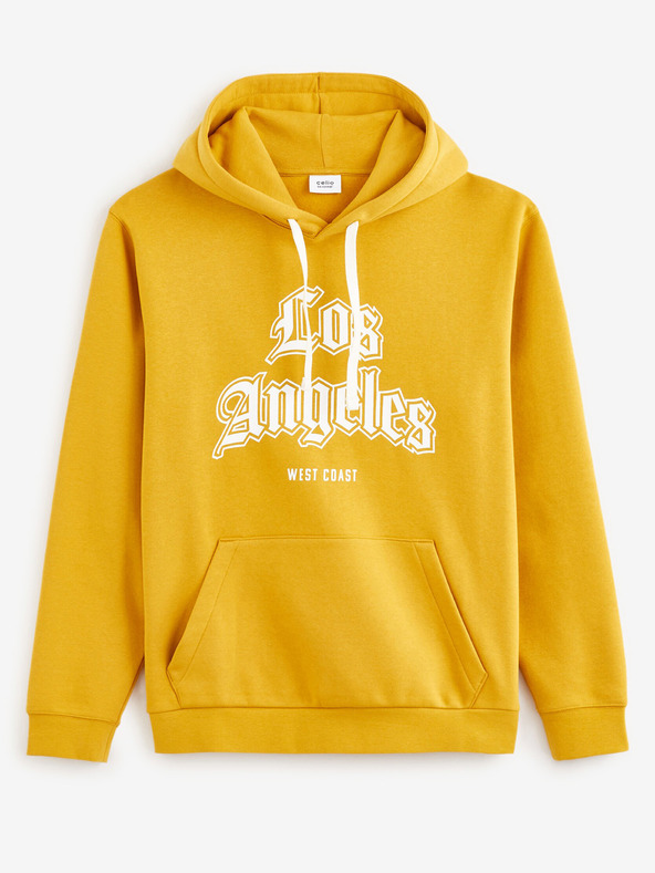 Celio Senfgelber Herren-Kapuzenpullover Celio Fecago