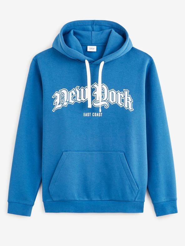 Celio Blauer Herren-Kapuzenpullover Celio Fecago