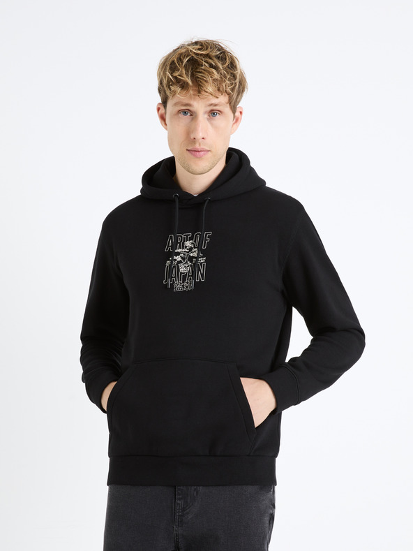 Celio Schwarzer Herren-Kapuzenpullover Celio Fejabowl