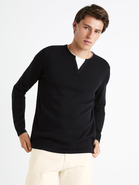 Celio Schwarzer Herrenpullover Celio Felano