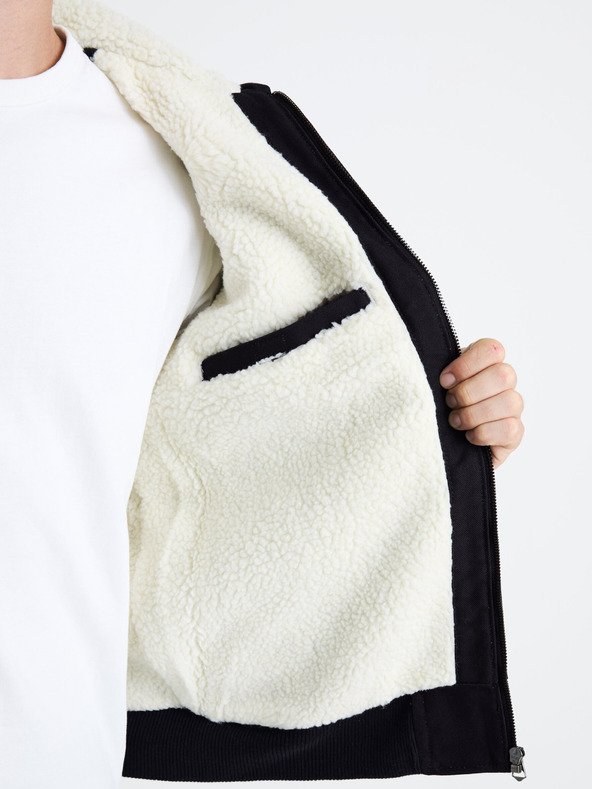 Celio Dunkelblaue Herren-Kunstfelljacke Celio Fuhoodie