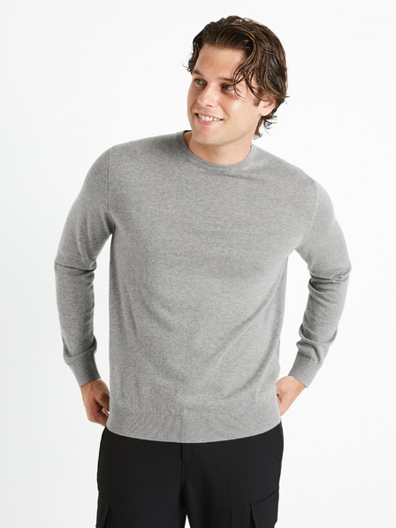 Celio Hellgrauer Herren-Basic-Pullover Celio Decotonv