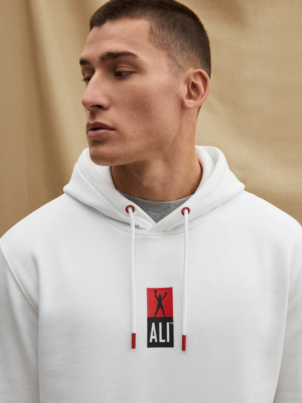 Celio Weißer Herren-Kapuzenpullover Celio Muhammad Ali