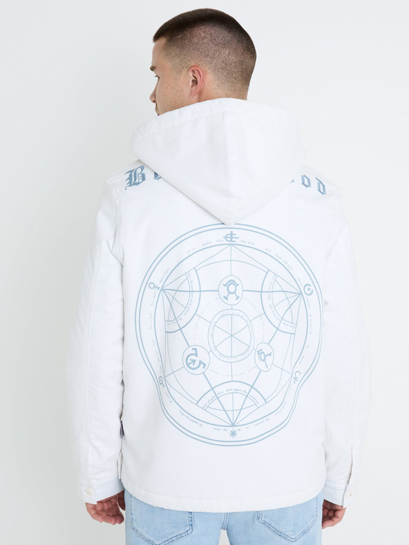 Celio Weiße Herren-Winterjacke mit Kunstpelz Celio Fullmetal Alchemist
