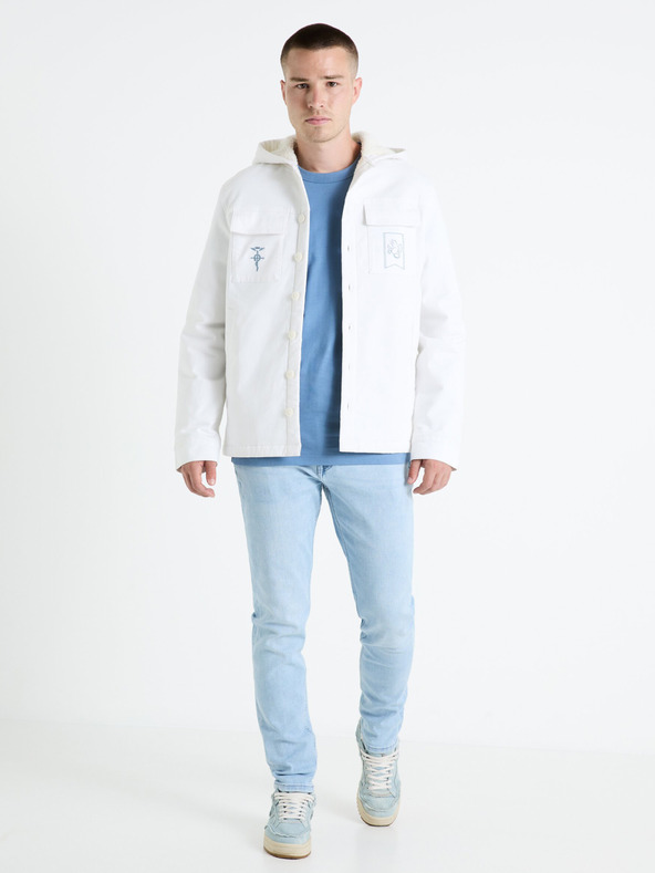 Celio Weiße Herren-Winterjacke mit Kunstpelz Celio Fullmetal Alchemist