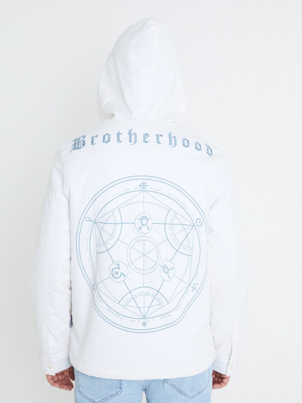 Celio Weiße Herren-Winterjacke mit Kunstpelz Celio Fullmetal Alchemist