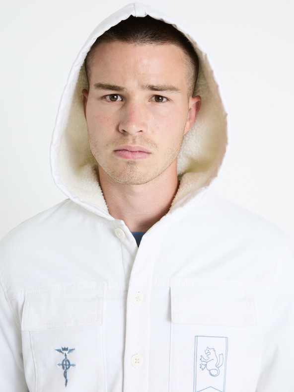 Celio Weiße Herren-Winterjacke mit Kunstpelz Celio Fullmetal Alchemist