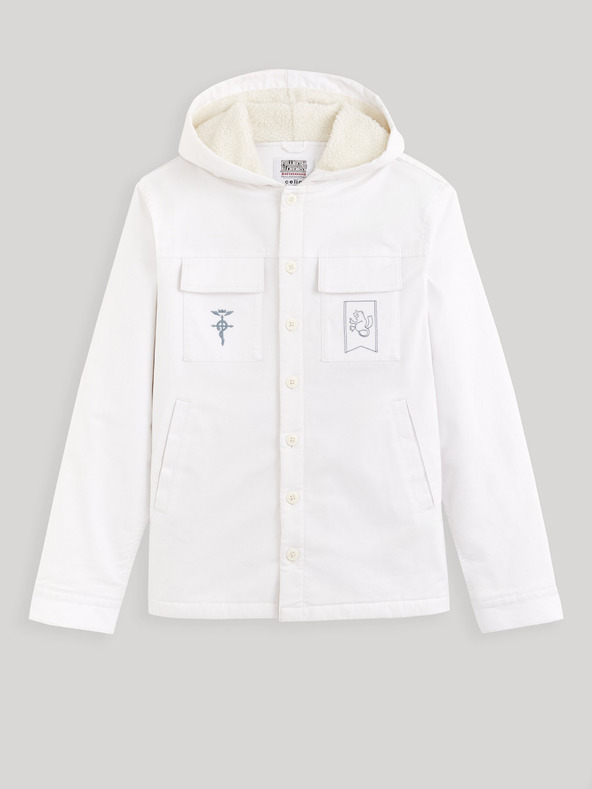 Celio Weiße Herren-Winterjacke mit Kunstpelz Celio Fullmetal Alchemist