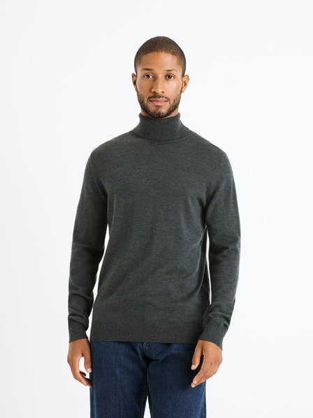 Celio Dunkelgrauer Herren-Basic-Rollkragenpullover Celio Menos