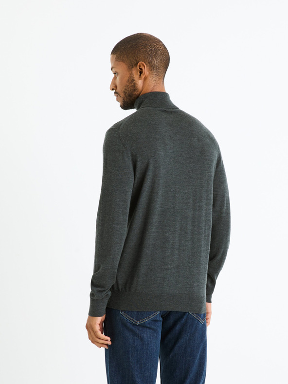 Celio Dunkelgrauer Herren-Basic-Rollkragenpullover Celio Menos