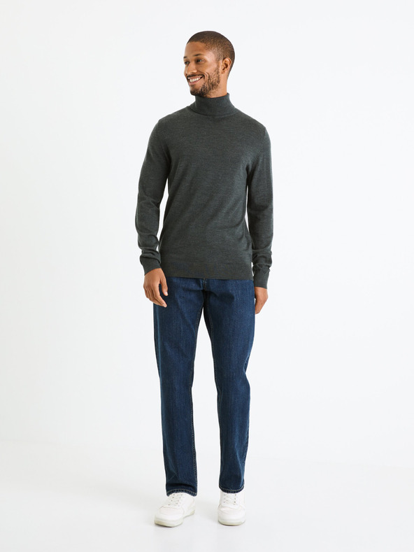 Celio Dunkelgrauer Herren-Basic-Rollkragenpullover Celio Menos