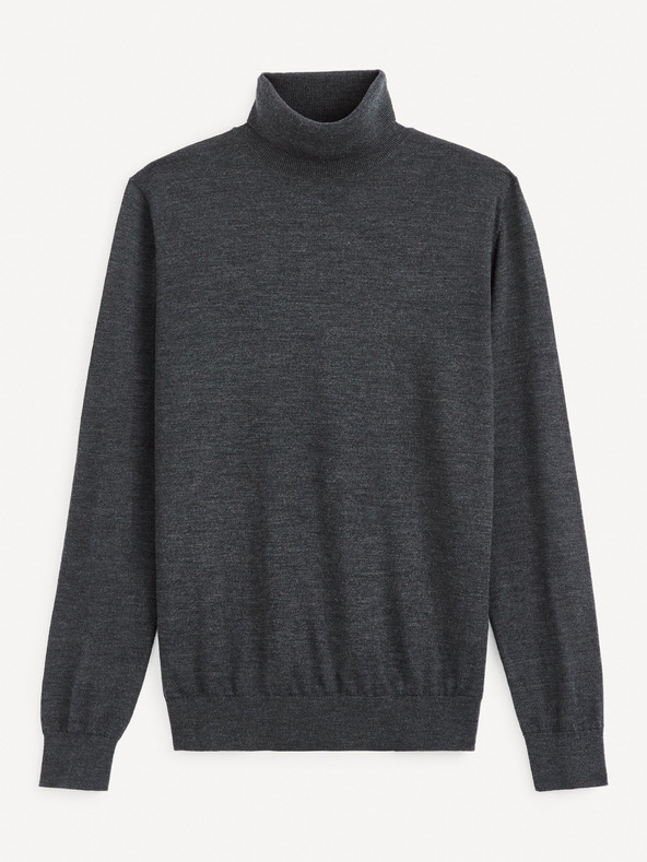 Celio Dunkelgrauer Herren-Basic-Rollkragenpullover Celio Menos