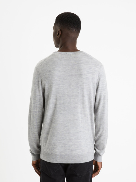 Celio Grauer Herrenpullover aus Merinowolle Basic Celio Semeriv