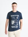 Celio Dunkelblaues Herren-T-Shirt mit Druck Celio Fedecamp
