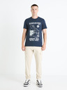 Celio Dunkelblaues Herren-T-Shirt mit Druck Celio Fedecamp