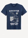 Celio Dunkelblaues Herren-T-Shirt mit Druck Celio Fedecamp