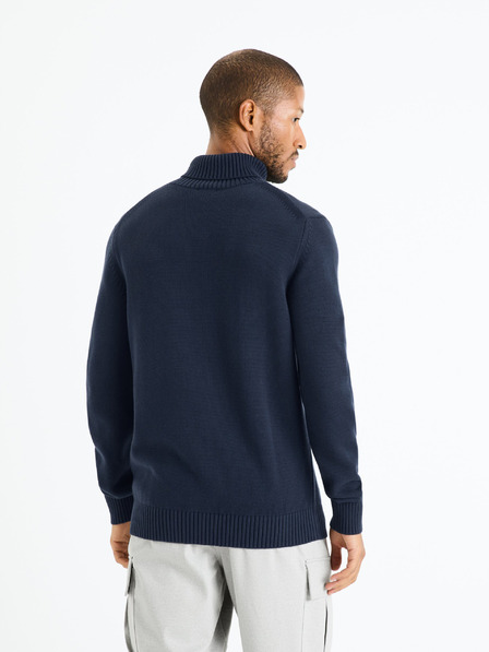 Celio Dunkelblauer Herren-Basic-Rollkragenpullover Celio Febasico