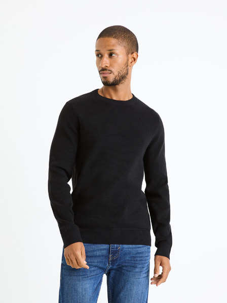 Celio Schwarzer Herren-Basic-Pullover Celio Femoon