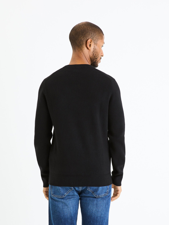 Celio Schwarzer Herren-Basic-Pullover Celio Femoon