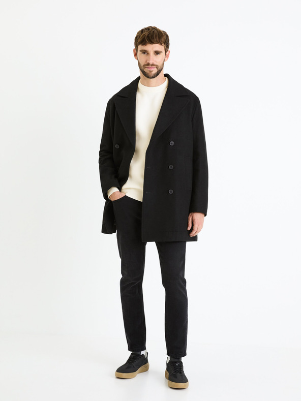 Celio Cremefarbener Herren-Basic-Pullover Celio Beclo