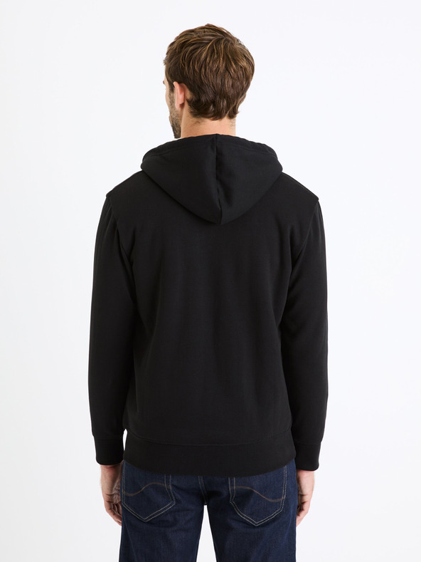 Celio Schwarzer isolierter Herren-Kapuzenpullover mit Reißverschluss Celio Fesherpax