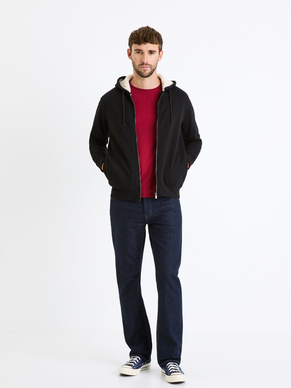 Celio Schwarzer isolierter Herren-Kapuzenpullover mit Reißverschluss Celio Fesherpax