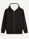 Celio Schwarzer isolierter Herren-Kapuzenpullover mit Reißverschluss Celio Fesherpax