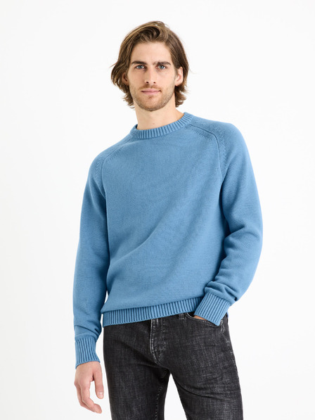 Celio Blauer Herren-Basic-Pullover Celio Febasic