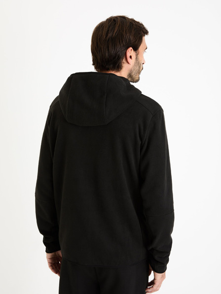 Celio Schwarzes Herren-Kapuzen-Sweatshirt mit Reißverschluss Celio Fecoldyoke