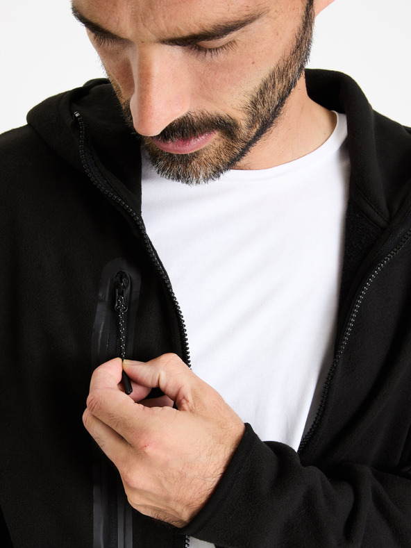 Celio Schwarzes Herren-Kapuzen-Sweatshirt mit Reißverschluss Celio Fecoldyoke