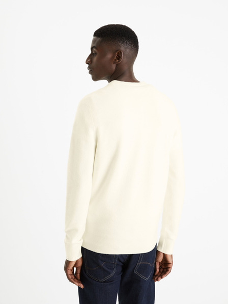Celio Cremefarbener Herren-Basic-Pullover Celio Felinode