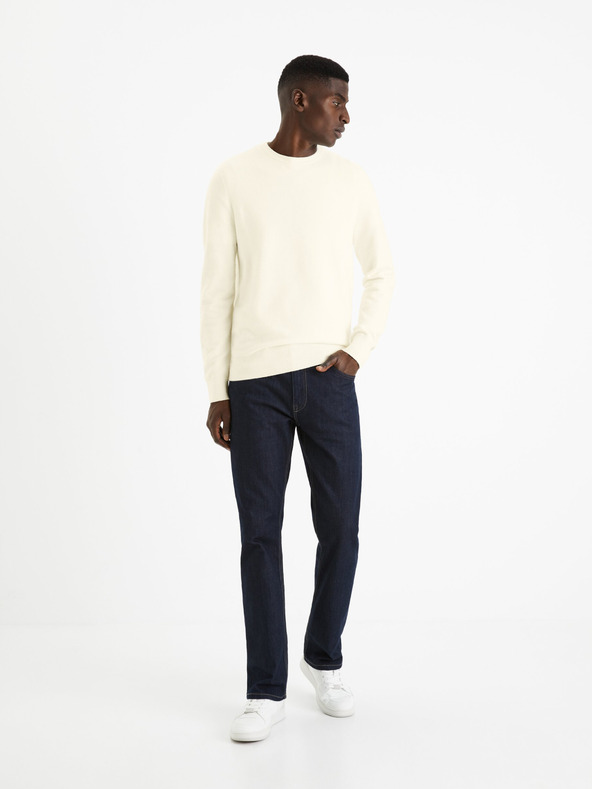 Celio Cremefarbener Herren-Basic-Pullover Celio Felinode