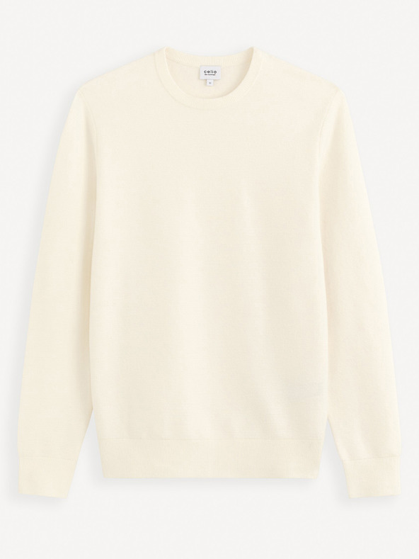 Celio Cremefarbener Herren-Basic-Pullover Celio Felinode