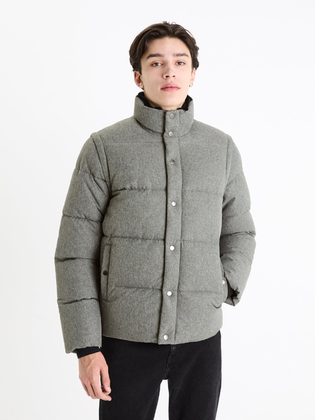 Celio Graue Herren-Winter-Steppjacke mit Kunstpelz Celio Fumilan2