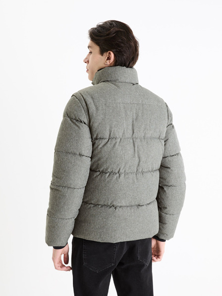 Celio Graue Herren-Winter-Steppjacke mit Kunstpelz Celio Fumilan2