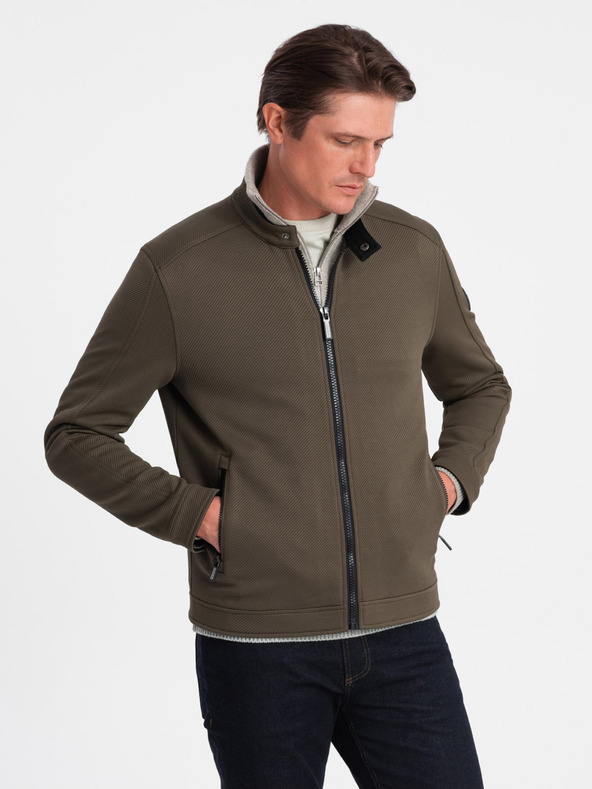 Ombre Clothing Khakifarbene leichte Herrenjacke Ombre Clothing BIKER