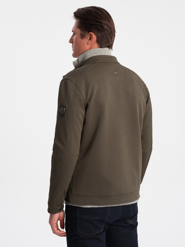 Ombre Clothing Khakifarbene leichte Herrenjacke Ombre Clothing BIKER