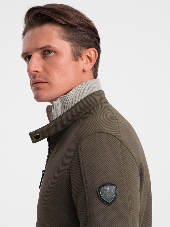 Ombre Clothing Khakifarbene leichte Herrenjacke Ombre Clothing BIKER