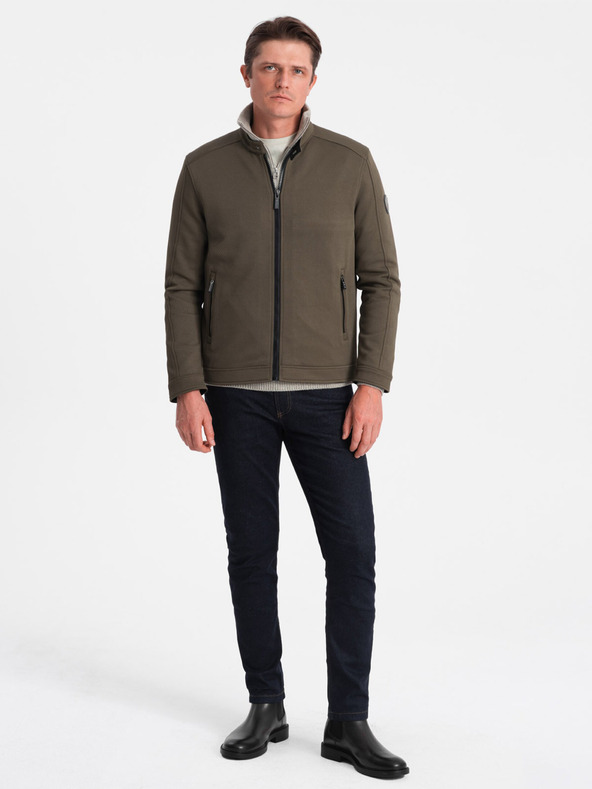 Ombre Clothing Khakifarbene leichte Herrenjacke Ombre Clothing BIKER