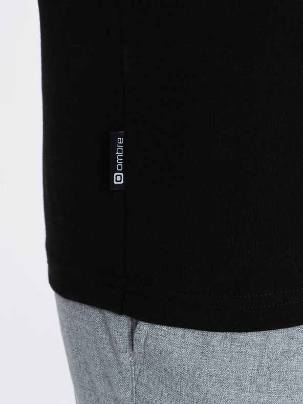 Ombre Clothing Schwarzes Herren-T-Shirt mit V-Ausschnitt Ombre Clothing